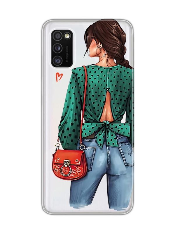 Прозорий чохол на Samsung Galaxy A41 Дівчина в зеленому (принт 224)
