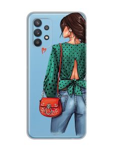 Прозорий чохол на Samsung Galaxy A32 Дівчина в зеленому (принт 224)