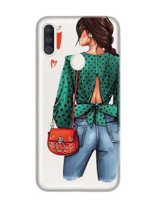 Прозорий чохол на Samsung Galaxy A11 Дівчина в зеленому (принт 224)