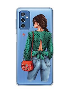 Прозорий чохол на Samsung Galaxy M52 Дівчина в зеленому (принт 224)
