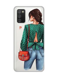Прозорий чохол для Samsung Galaxy A02s Дівчина в зеленому (принт 224)