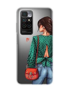Прозорий чохол для Xiaomi Redmi 10 Дівчина в зеленому (принт 224)