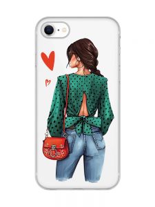 Прозорий чохол для iPhone 7, 8 Дівчина в зеленому (принт 224)