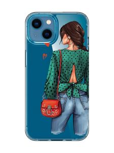 Прозорий чохол для iPhone 13 mini Дівчина в зеленому (принт 224)