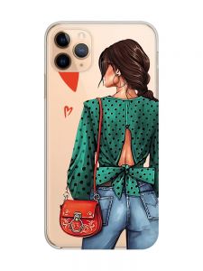 Прозорий чохол на iPhone 11 Pro Max (6,5) Дівчина в зеленому (принт 224)