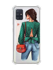 Чохол з потовщеними кутами на Samsung Galaxy A71 / A715 Дівчина в зеленому (принт 224)