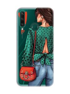Прозорий чохол на Huawei Y6p Дівчина в зеленому (принт 224)