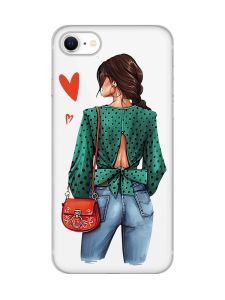 Прозорий чохол на iPhone SE 2020 Дівчина в зеленому (принт 224)