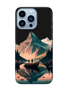 Матовий чорний чохол на Apple iPhone 13 Pro Max :: Човен. Пейзаж (принт 246)