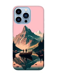 Матовий рожевий чохол на Apple iPhone 13 Pro Max :: Човен. Пейзаж (принт 246)