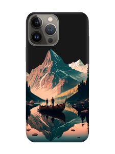 Матовий чорний чохол на Apple iPhone 13 Pro :: Човен. Пейзаж (принт 246)