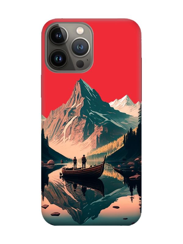 Матовий червоний чохол на Apple iPhone 13 Pro :: Човен. Пейзаж (принт 246)