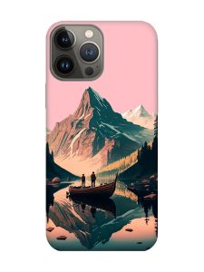 Матовий рожевий чохол на Apple iPhone 13 Pro :: Човен. Пейзаж (принт 246)