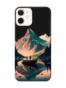 Матовий чорний чохол на Apple iPhone 12 / 12 Pro (6.1) :: Човен. Пейзаж (принт 246)