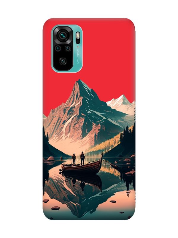 Матовий червоний чохол на Xiaomi Redmi Note 10 / Note 10s :: Човен. Пейзаж (принт 246)