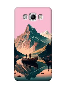 Матовий рожевий чохол на Samsung Galaxy J7(2016) J710 :: Човен. Пейзаж (принт 246)