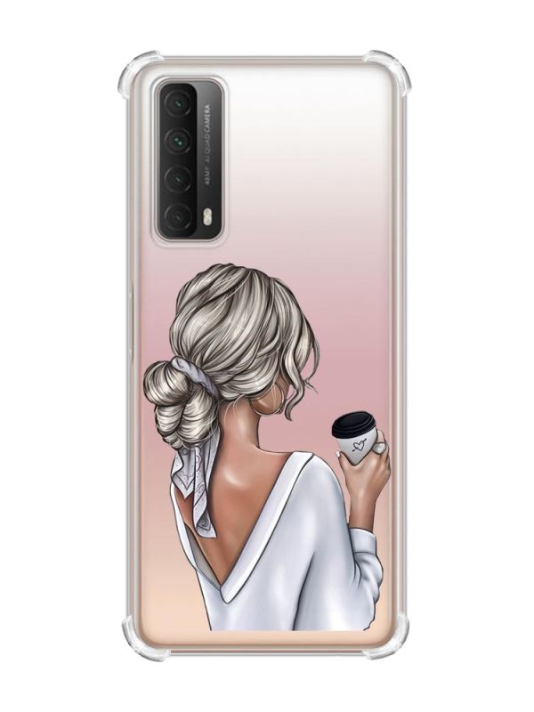 Чохол з потовщеними кутами на Huawei P Smart 2021 Дівчина з латте (принт 227)