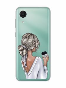 Прозорий чохол на Samsung Galaxy A03 Core / A032 :: Дівчина з латте (принт 227)