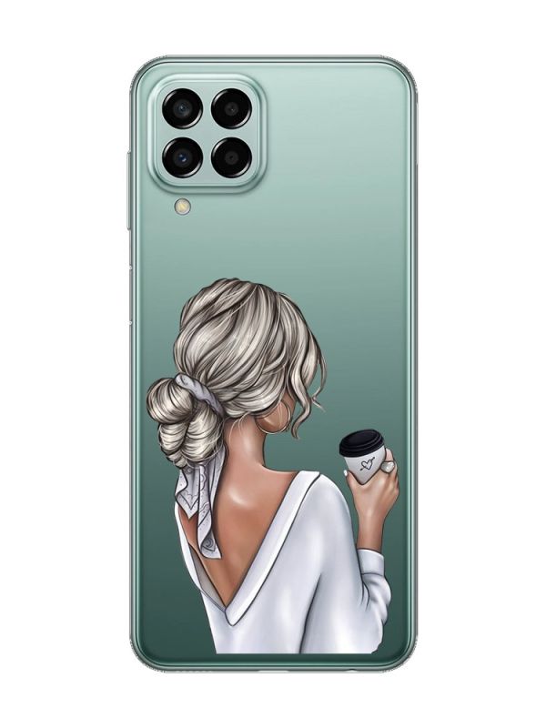 Прозорий чохол на Samsung Galaxy M33 5G :: Дівчина з латте (принт 227)