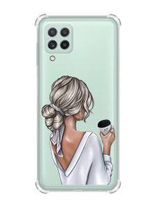 Чохол із потовщеними кутами на Samsung Galaxy A22 5G / A22s 5G Дівчина з латте (принт 227)