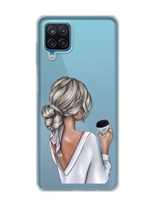 Прозорий чохол на Samsung A12 4G :: Дівчина з латте (принт 227)
