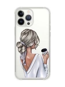 Чохол із потовщеними кутами на iPhone 14 Pro Max Дівчина з латте (принт 227)