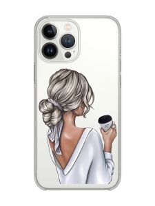 Прозорий чохол із захистом камери на iPhone 14 Pro :: Дівчина з латте (принт 227)