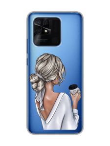 Прозорий чохол на Xiaomi Redmi 10C :: Дівчина з латте (принт 227)