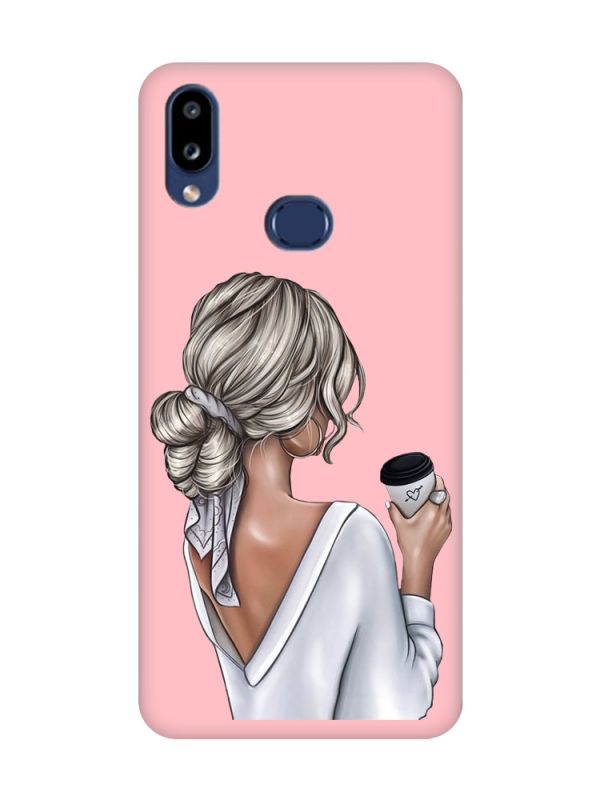 Матовий рожевий чохол на Samsung Galaxy A10ѕ A107 Дівчина з латте (принт 227)