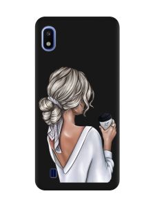 Матовий чорний чохол на Samsung Galaxy A10 (2019) A105 Дівчина з латте (принт 227)