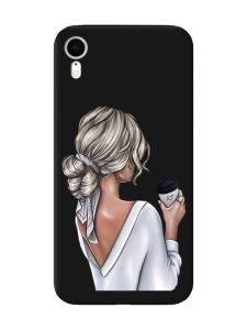 Матовий чорний чохол на Apple iPhone XR Дівчина з латте (принт 227)