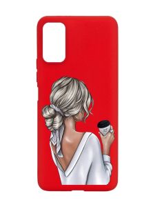 Матовий червоний чохол на Xiaomi Redmi Note 11 4G Дівчина з латте (принт 227)