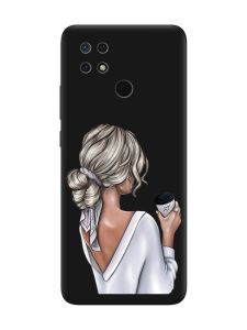 Матовий чорний чохол на Xiaomi Redmi 10C Дівчина з латте (принт 227)