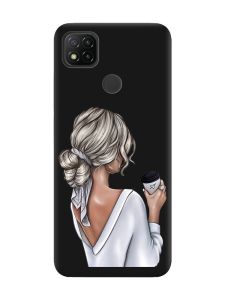 Матовий чорний чохол на Xiaomi Redmi 9C / 10A Дівчина з латте (принт 227)