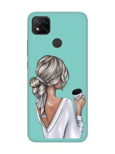 Матовий бірюзовий чохол на Xiaomi Redmi 9C / 10A Дівчина з латте (принт 227)