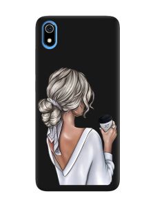 Матовий чорний чохол на Xiaomi Redmi 7A Дівчина з латте (принт 227)