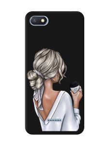 Матовий чорний чохол на Xiaomi Redmi 6A Дівчина з латте (принт 227)