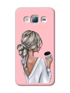 Матовий рожевий чохол на Samsung Galaxy J3 / J310 Дівчина з латте (принт 227)