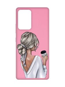 Матовий рожевий чохол на Samsung Galaxy A52 Дівчина з латте (принт 227)