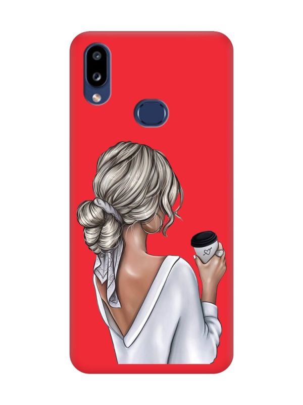 Матовий червоний чохол на Samsung Galaxy A10ѕ A107 Дівчина з латте (принт 227)