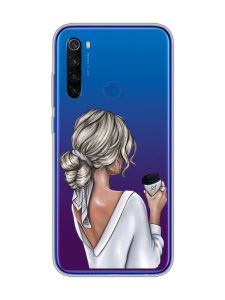 Прозорий чохол на Xiaomi Redmi Note 8T :: Дівчина з латте (принт 227)