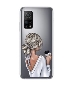 Прозорий чохол на Xiaomi Mi 10T/Mi 10T Pro :: Дівчина з латте (принт 227)