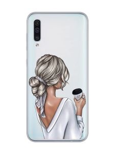 Прозорий чохол на Samsung Galaxy A50 (2019) A505 :: Дівчина з латте (принт 227)
