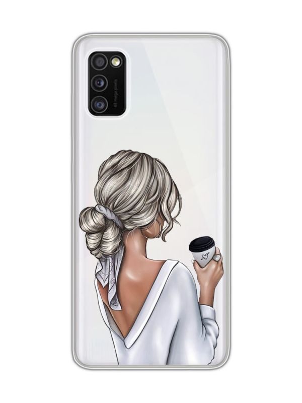 Прозорий чохол на Samsung Galaxy A41 :: Дівчина з латте (принт 227)