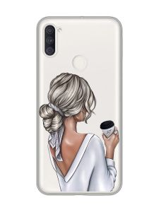 Прозорий чохол на Samsung Galaxy A11 :: Дівчина з латте (принт 227)