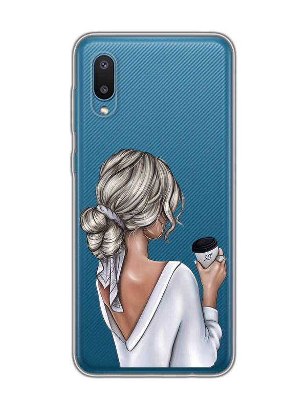 Прозорий чохол на Samsung Galaxy A02/A022 (2021) :: Дівчина з латте (принт 227)