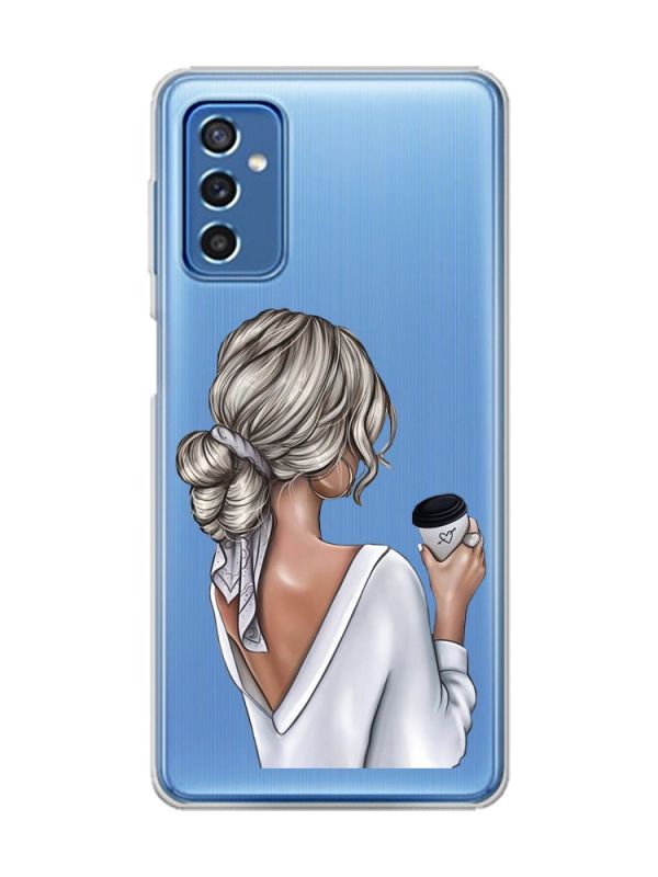 Прозорий чохол на Samsung Galaxy M52 :: Дівчина з латте (принт 227)