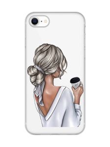 Прозорий чохол для iPhone 7, 8 :: Дівчина з латте (принт 227)