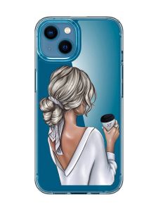 Прозорий чохол для iPhone 13 mini :: Дівчина з латте (принт 227)