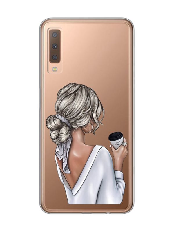Прозорий чохол на Samsung Galaxy A7(2018) A750 :: Дівчина з латте (принт 227)